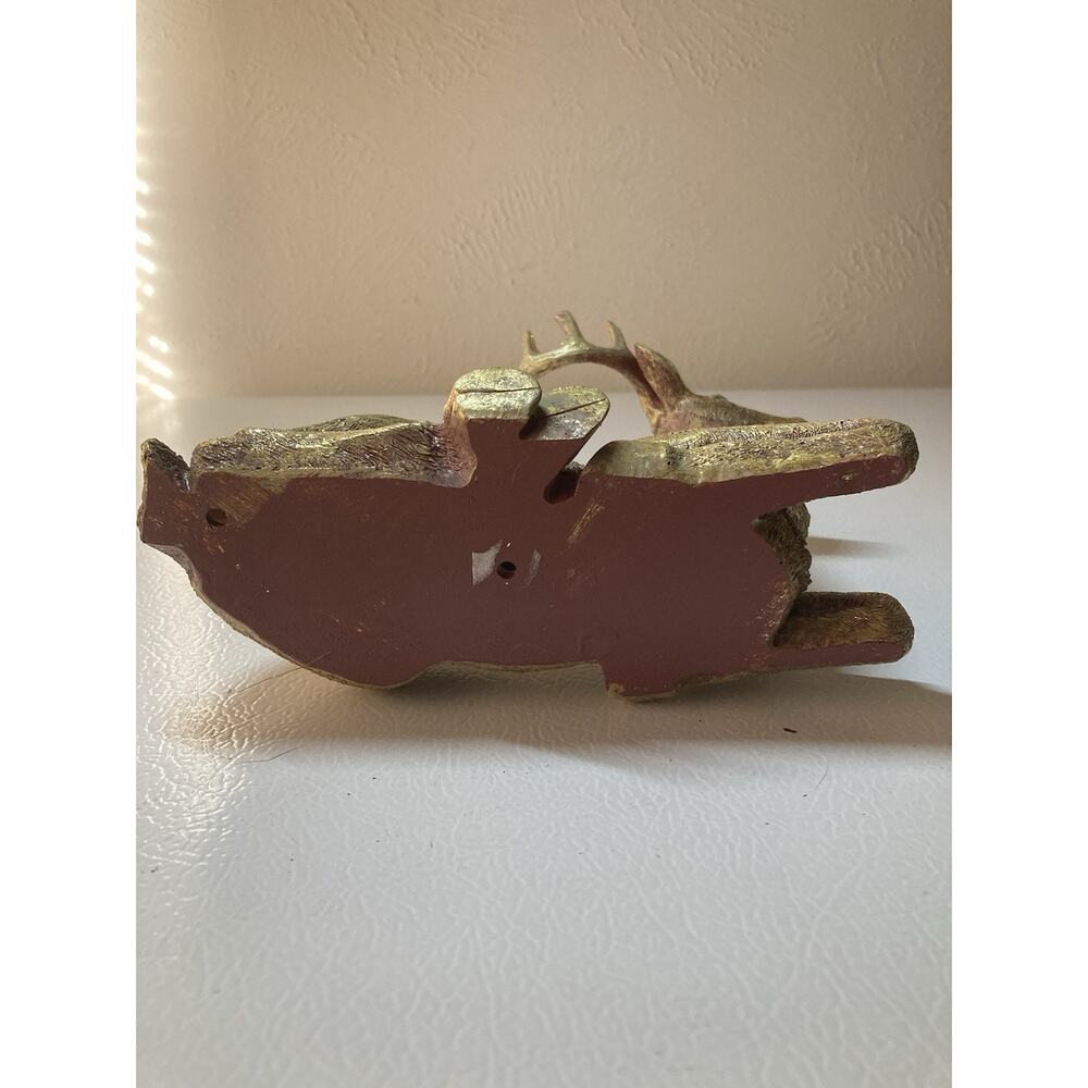 Gold Tone Deer Statue Fireplace Mantel Decor Pair - Picture 6 of 7